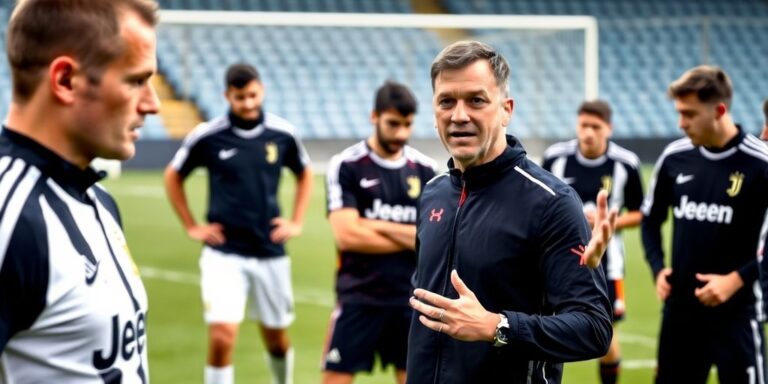 Juventus players training with new coach Tudor.