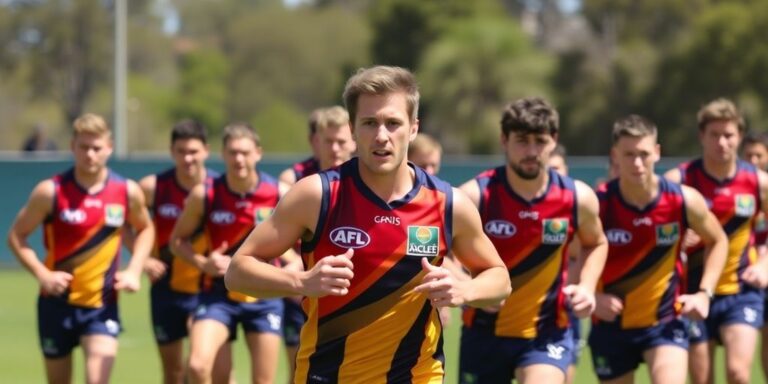 Liam Duggan training with West Coast Eagles midfield teammates.