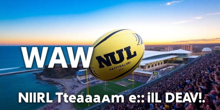 Rugby ball and cheering crowd at a stadium in WA.