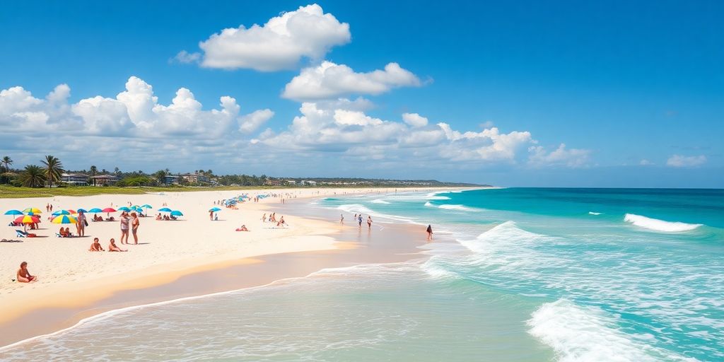 Families enjoying a sunny day at Queensland's beaches.