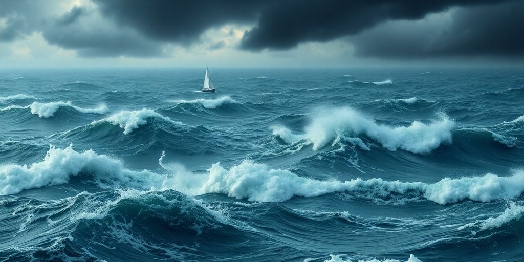 A boat navigating stormy seas symbolizes financial resilience.